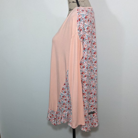 Matilda Jane Womens Tunic Top S Sing It Out Swing V-neck Peach Pink Floral - Picture 4 of 10